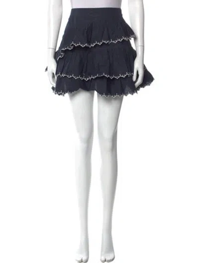 Pre-owned Ulla Johnson Embroidered Accent Mini Skirt In Blue