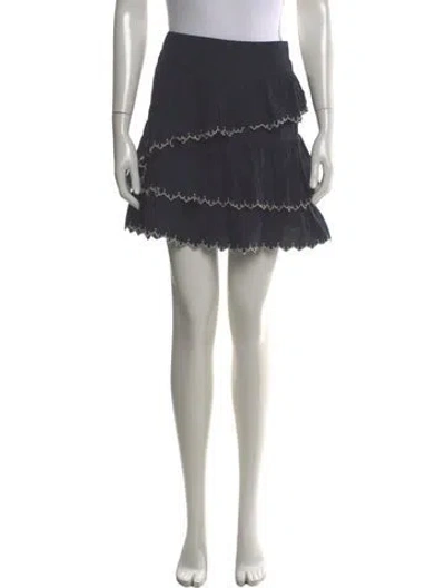 Pre-owned Ulla Johnson Embroidered Accent Mini Skirt In Blue