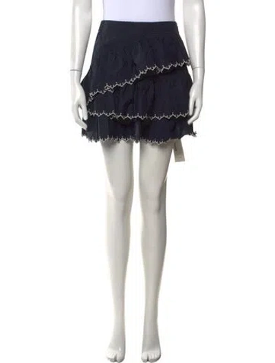 Pre-owned Ulla Johnson Embroidered Accent Mini Skirt In Blue