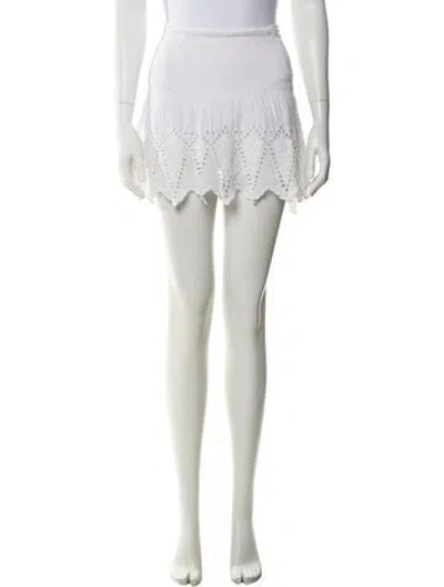 Pre-owned Ulla Johnson Embroidered Accent Mini Skirt In White