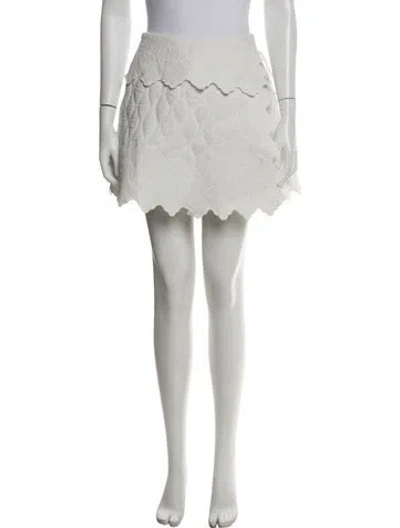 Pre-owned Ulla Johnson Embroidered Accent Mini Skirt In White