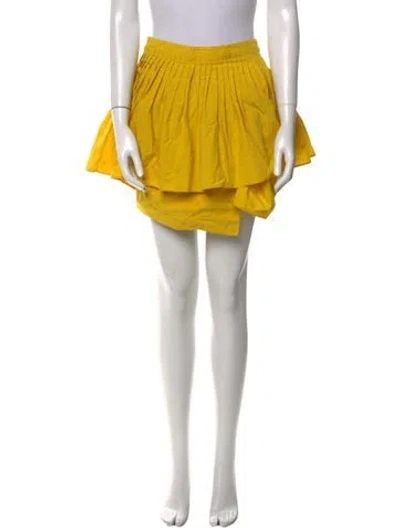 Pre-owned Ulla Johnson Embroidered Accent Mini Skirt In Yellow