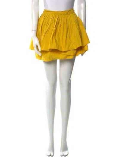 Pre-owned Ulla Johnson Embroidered Accent Mini Skirt In Yellow
