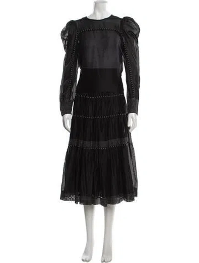 Pre-owned Ulla Johnson Embroidered Accent Skirt Set In Black