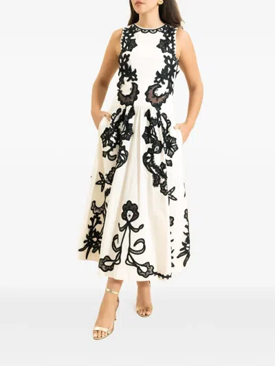 Ulla Johnson Embroidered Midi Dress In Neutral