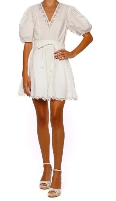 Ulla Johnson Embroidered Short-sleeved Mini Dress In White