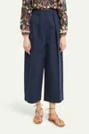 Ulla Johnson Emery Wide-leg Cropped Cotton Pant In Blue