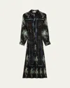 Ulla Johnson Emilie Drop-waist Long-sleeve Midi Shirt Dress In Black