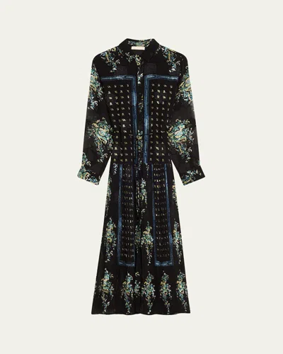 Ulla Johnson Emilie Drop-waist Long-sleeve Midi Shirt Dress In Black