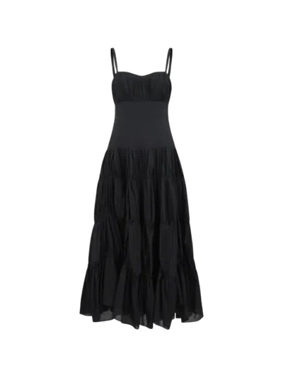 Ulla Johnson Emmalina Tiered Cotton Midi Dress In Black