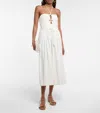 ULLA JOHNSON EMMALINE COTTON MIDI HALTER DRESS IN WHITE