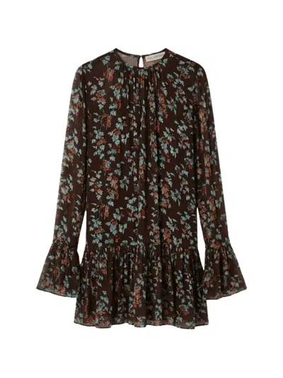 Ulla Johnson Emmeline Floral-print Ruffled Mini Dress In Brown