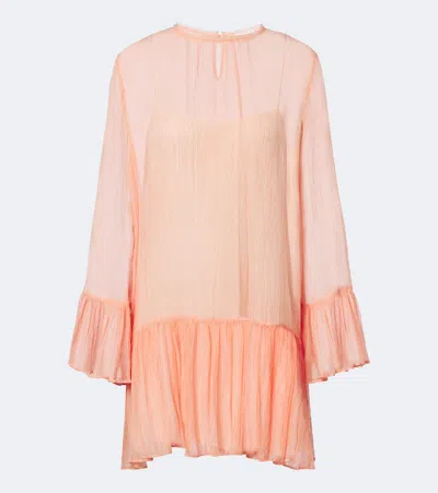 Ulla Johnson Emmeline Gathered Tiered Silk-chiffon Mini Dress In Orange