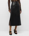 Ulla Johnson Enid Lambskin Leather Midi Skirt In Noir