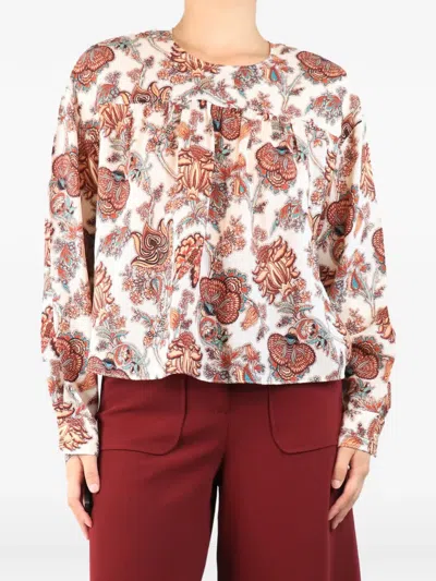 Pre-owned Ulla Johnson Esen Floral-print Blouse In Brown