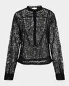 Ulla Johnson Esme Sheer Embroidered Blouse In Noir