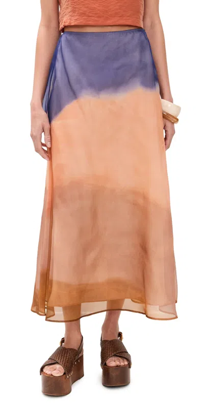 Ulla Johnson Esmeray Organza Silk Midi Skirt Moontide In Brown