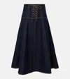 Ulla Johnson The Estelle Lace-up Denim Midi Skirt In Blue