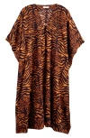 Ulla Johnson Estelle Tiger-print Cotton-blend Voile Kaftan In Tigre