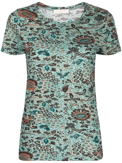Ulla Johnson Estelle Short-sleeve Cotton T-shirt In Blue