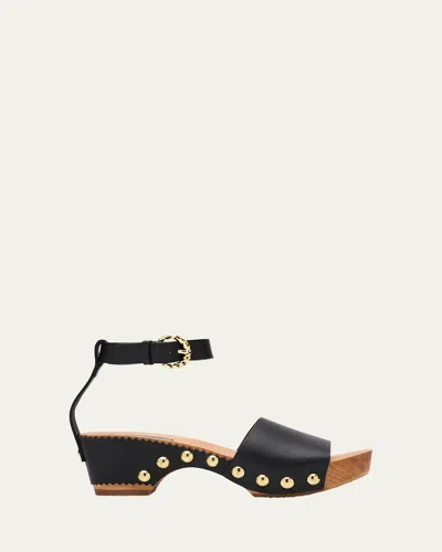 Ulla Johnson Esti Leather Ankle-strap Clog Sandals