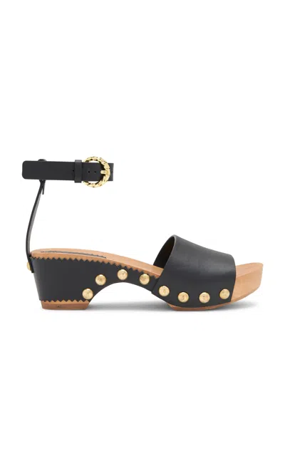 Ulla Johnson Esti Studded Leather Clog Sandals In Black