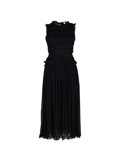 Ulla Johnson Etta Ruffled Midi Dress In Black