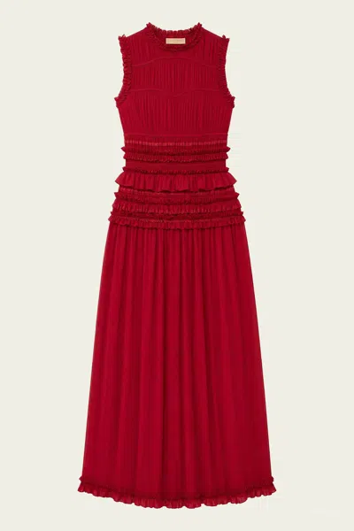 Ulla Johnson Etta Sleeveless Silk Dress In Cerise In Red