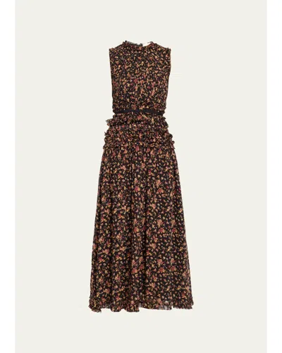 Ulla Johnson Etta Sleeveless Silk Maxi Dress In Brown
