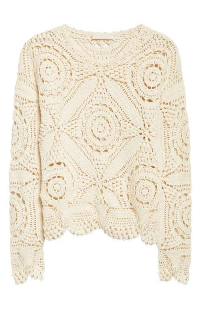 Ulla Johnson Eugnie Cotton Crochet Top In Brown
