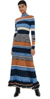 Ulla Johnson Evangeline Pleated Striped Knit Midi Dress In Adriatic