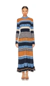 Ulla Johnson Evangeline Pleated Striped Knit Midi Dress In Adriatic