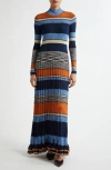 Ulla Johnson Evangeline Pleated Striped Knit Midi Dress In Adriatic