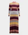 Shop Ulla Johnson Evangeline Striped Mock-neck Knit Maxi Dress In Sundown
