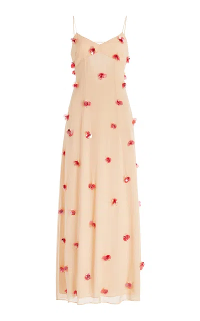 Ulla Johnson Eve Embellished Silk Maxi Dress In Neutral