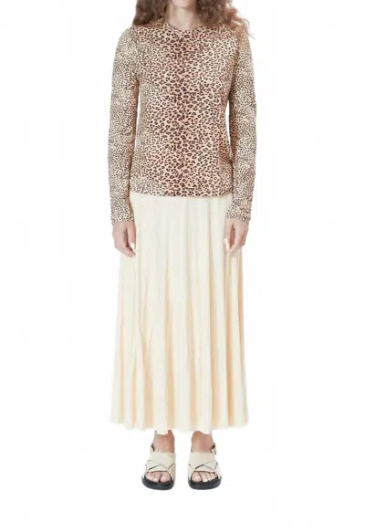 Ulla Johnson Eve Long Sleeve Top In Snow Leopard In Multi