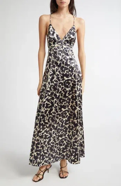 Ulla Johnson Evie Print Satin Maxi Dress In Animal Print