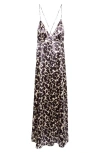 Ulla Johnson Evie Print Satin Maxi Dress In Raven