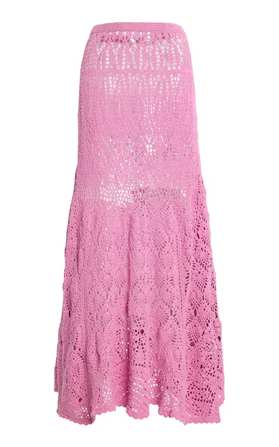 Ulla Johnson Evita High-rise Knit Cotton Midi Skirt In Pink