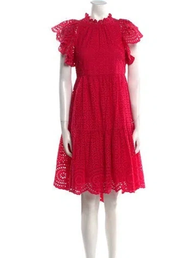Pre-owned Ulla Johnson Eyelet Knee-length Dress In Pink