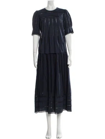 Pre-owned Ulla Johnson Eyelet Trim Skirt Set In Blue