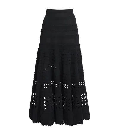 Ulla Johnson Eyelet-knit Annisa Midi Skirt In Black