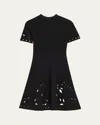 Ulla Johnson Fania Short Sleeve Knit Mini Dress Noir In Black