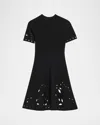 Ulla Johnson Fania Short Sleeve Knit Mini Dress Noir In Black