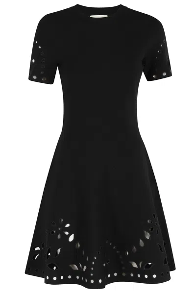 Ulla Johnson Fania Short Sleeve Knit Mini Dress In Noir In Blue