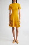 Ulla Johnson Fanna Eyelet Detail Knit Minidress In Yellow