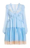 Ulla Johnson Farenne Ruffled Silk Mini Dress In Blue