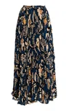 Ulla Johnson Faun Devoré Plissé Chiffon Maxi Skirt In Multicolor