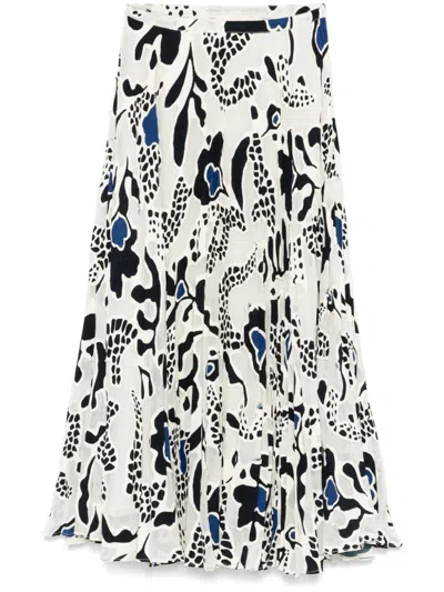 Ulla Johnson Faun Midi Skirt In White/black