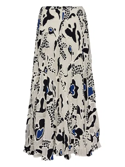 Ulla Johnson Faun Pleated Abstract-print Skirt In Neutral